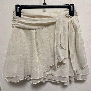 Beige Aerie Flowy Chiffon Wrap Skirt